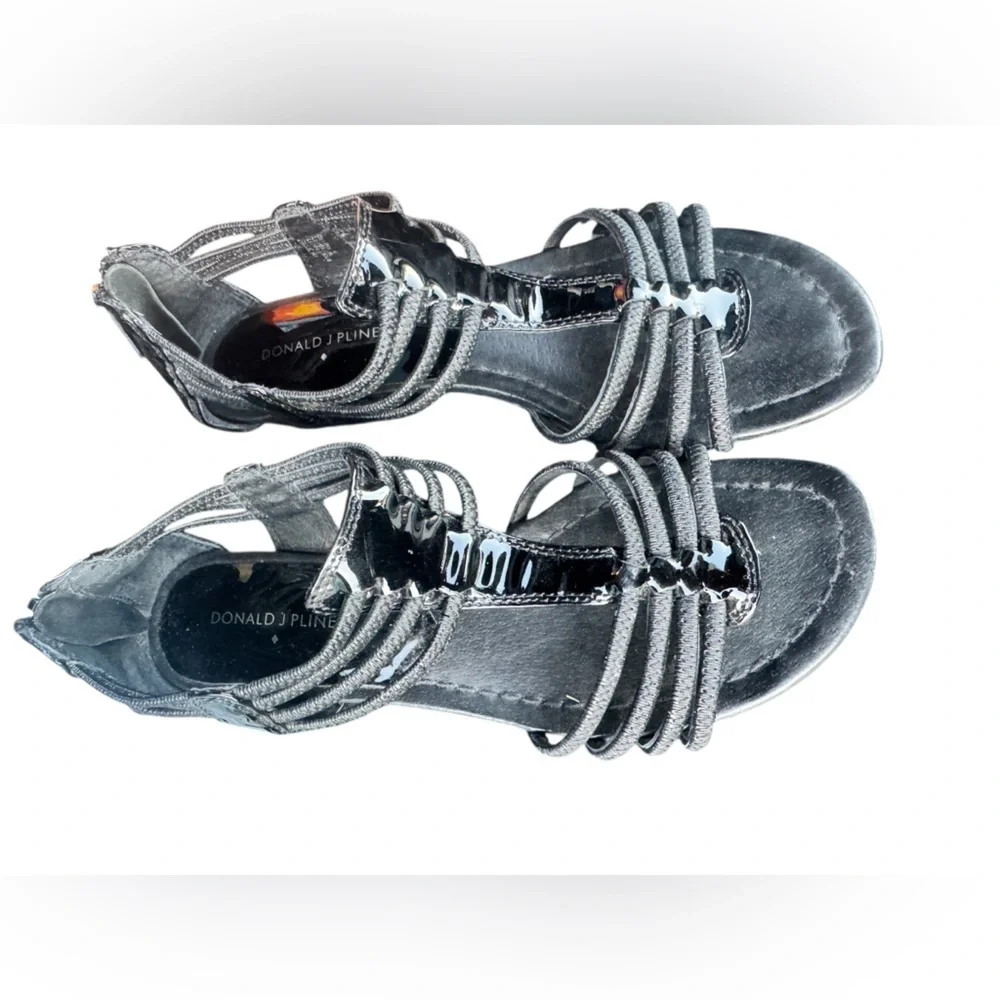 Donald J. Pliner Black Gladiator Style Wedges Size 8